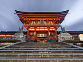 The tower gate at Fushimi Inari Taisha shrine sanctuary in Kyoto, Honshu, Japan, Asia