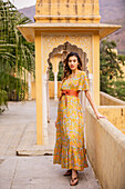 Woman at lookout point, Jaipur, Rajasthan, India, Asia