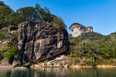 Trees on a granite rock, Wuyi Mountains, UNESCO World Heritage Site, Fujian, China, Asia