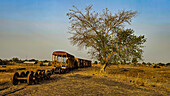 Alte rostige Eisenbahnfahrzeuge und Waggons, Wau, Western Bahr el Ghazal, Südsudan, Afrika