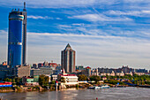 The skyline of Harbin with the Songhua River, Harbin, Heilongjiang, China, Asia