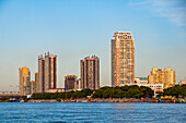 The skyline of Harbin with the Songhua River, Harbin, Heilongjiang, China, Asia