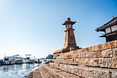 Stone light house at the Japanese Inland Sea, Tomonoura, Honshu, Japan, Asia