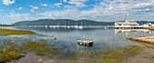 View of yachts and Knysna Yacht Club with Featherbed Nature Reserve in background, Knysna, Garden Route, Western Cape, South Africa, Africa