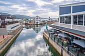 View of restaurants at Knysna Waterfront, Knysna, Garden Route, Western Cape, South Africa, Africa