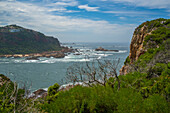 View of the Heads rocky coastline from Featherbed Nature Reserve, Knysna, Garden Route, Western Cape, South Africa, Africa