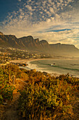 Blick auf die Zwölf (12) Apostel, Tafelberg-Naturschutzgebiet von Camps Bay, Kapstadt, Westkap, Südafrika, Afrika