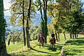 Frankreich, Haute Savoie, Mieussy, Reiten entlang der Giffre von Sommand aus, auf den Almen