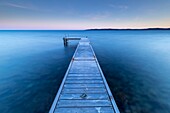 France, Var, Sainte-Maxime, pointe des Sardinaux, wooden pontoon