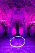 France, Paris, Garnier Opera house (1878) under the architect Charles Garnier in eclectic style, the Bassin de la Pythie at the bottom of the Grand staircase, sculpture rby Duchess of Castiglione Colonna