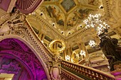 France, Paris, Garnier opera house (1878) under the architect Charles Garnier in eclectic style, the Grand staircase