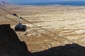 Israel, Südlicher Bezirk, Totes Meer von Masada und der Zitadelle im Welterbe der UNESCO, Seilbahn von der Zitadelle zum Museum