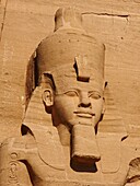 Egypt, Upper Egypt, Nubia, Abu Simbel, UNESCO World Heritage Site, Temple of Ramses II, one of the four colossal heads of Ramses II