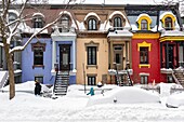 Canada, Quebec province, Montreal, Plateau-Mont-Royal neighborhood after a snowstorm