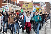 Canada, Quebec province, Eastern Townships Region or Estrie, the City of Sherbrooke, demonstration of students and high school students, the great march of young people to save the planet