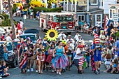 United States, New England, Massachusetts, Cape Ann, Rockport, Rockport Fourth of July Parade, the Rockport All-Clown Marching Band