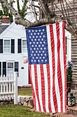 United States, New England, Massachusetts, Cape Cod, Brewster, US flag