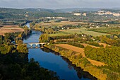 France, Dordogne, the Dordogne river near Domme (aerial view)