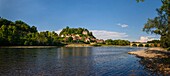 France, Dordogne, Limeuil, at the confluence of Dordogne and Vezere rivers