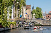 Belgium, Western Flanders, Bruges, historical centre listed as World Heritage by UNESCO, Saint Jean Nepomucene Bridge, Wollestraat