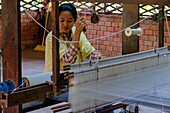 Cambodia, handicraft, silk work, weaving