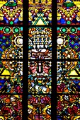 Switzerland, Canton of Fribourg, Fribourg, San Nicolas Cathedral, Stained Glass Windows created by the Polish painter, Jozef Mehoffer