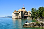 Schweiz, Kanton Waadt, Genfersee, Veytaux, Schloss Chillon im Süden von Montreux