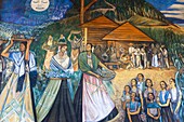 Mexico, Michoacan state, Morelia, Historic Centre of Morelia listed as World Heritage by UNESCO, Palacio de Gobierno, mural painting artist Alfredo Zalce