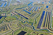 France, Charente Maritime, Ile d'Oleron, Saint Pierre d'Oleron, Les Salines marshes (aerial view)