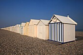 France, Somme, Cayeux sur Mer, Beach huts Cayeux sur Mer