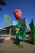 France, Nord, Lille, Euralille district, Esplanade François Mitterrand, The tulips of Shangri La, permanent sculpture of Yayoi Kusama