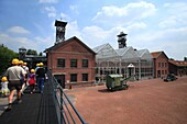 France, Nord, Lewarde, Historic Mining Center listed as World Heritage by UNESCO, canopy machinery in the main courtyard