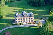 France, Seine Maritime, Varengeville sur Mer, the castle (aerial view)