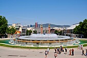 Spain, Catalonia, Barcelona, Montjuic Hill, fountain