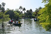 Spain, Catalonia, Barcelona, La Ribera, Ciutadella Park, park founded by Josep Fontseré for the Universal Exhibition of 1888 boats on the pond