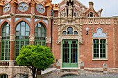 Spain, Catalonia, Barcelona, El Guinardo District, Hospital de la Santa Creu i de Sant Pau listed as World Heritage by UNESCO, with Modernist Style by architect Domenech i Montaner