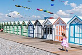 France, Somme, Cayeux sur Mer, Festival of kites on the path boards