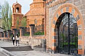 Armenia, Shirak region, Gyumri, historic district or Kumayri, Surp Nahatakac cathedral (Cathedral of the Holy Martyrs) and the entrance of Museum of National Architecture and Urban Life