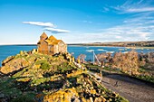 Armenia, Gegharkunik region, Hayravank, the 9th and 10th centuries Hayravank monastery built on a rocky promontory overlooking Sevan Lake