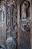 Armenia, Gegharkunik region, Sevan, Sevanavank monastery on the banks of Sevan lake, detail of the door of Surp Astvatsatsin church