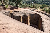 Äthiopien, Amhara-Region, Lalibela, Monolithische Kirche Bet Giorgis, von der UNESCO zum Weltkulturerbe erklärt