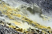 Italy, Sicily, Aeolian Islands, listed as World Heritage by UNESCO, Vulcano Island, crater of volcano della Fossa sulfur fumaroles