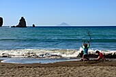 Italy, Sicily, Aeolian Islands, listed as World Heritage by UNESCO, Vulcano Island, black sand beach of Porto de Ponente