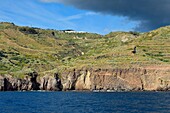 Italy, Sicily, Aeolian Islands, listed as World Heritage by UNESCO, Lipari Island, west coast cliffs