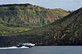 Italy, Sicily, Aeolian Islands, listed as World Heritage by UNESCO, Vulcano Island, arrivée du Liberty Lines Fast Ferries