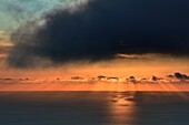 Italy, Sicily, Aeolian Islands, listed as World Heritage by UNESCO, Stromboli island, sunset over the Tyrrhenian Sea