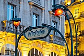 France, Paris, Saint Michel district, Saint Michel metro station in Guimard style