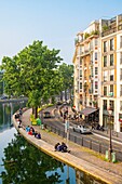 Frankreich, Paris, der Canal Saint Martin, Quai de Jemmapes