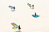 Marocco, Oued Ed-Dahab, Dakhla, view of a nautical spot of kite-surf in a desert