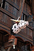 Indonesia, Sulawesi island, Toraja country, Tana Toraja, Rantepao area, Sadan Tobarana, facade of a traditional Toraja house with buffalo head